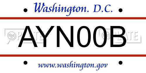 AYN00B District Of Columbia License Plate