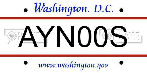 AYN00S District Of Columbia License Plate
