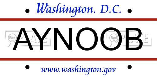 AYNOOB District Of Columbia License Plate