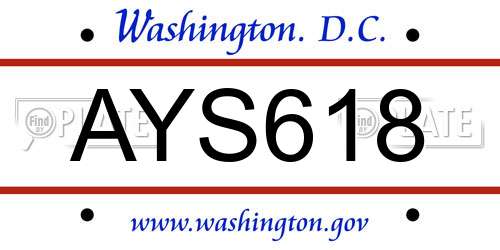 AYS618 District Of Columbia License Plate