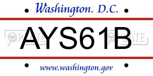 AYS61B District Of Columbia License Plate