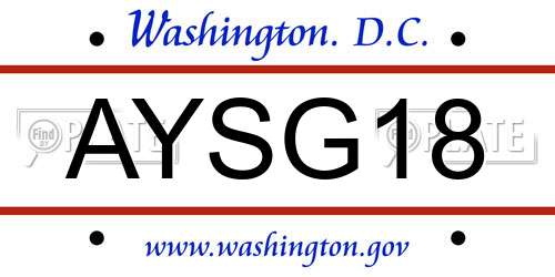 AYSG18 District Of Columbia License Plate