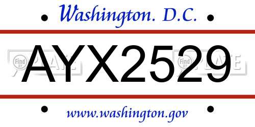 AYX2529 District Of Columbia License Plate