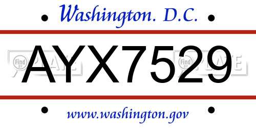 AYX7529 District Of Columbia License Plate