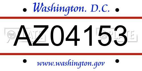 AZ04153 District Of Columbia License Plate