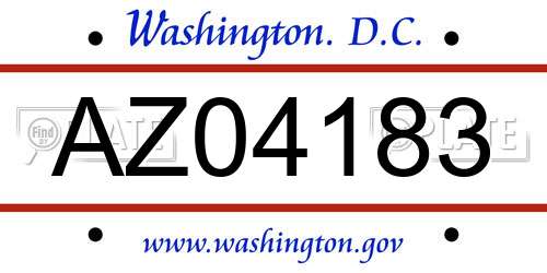 AZ04183 District Of Columbia License Plate