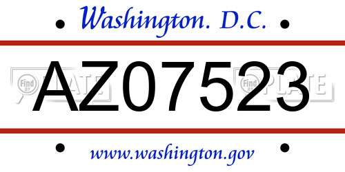 AZ07523 District Of Columbia License Plate