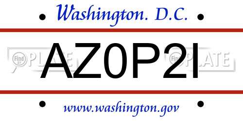 AZ0P2I District Of Columbia License Plate