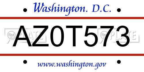 AZ0T573 District Of Columbia License Plate