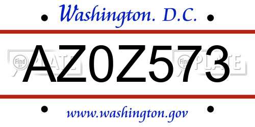 AZ0Z573 District Of Columbia License Plate