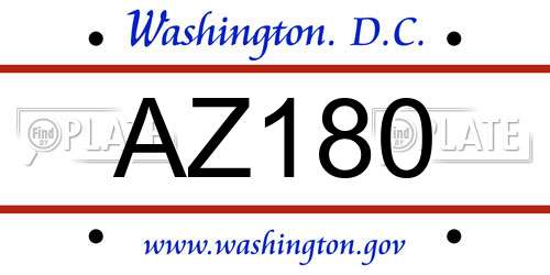 AZ180 District Of Columbia License Plate