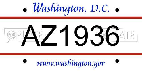 AZ1936 District Of Columbia License Plate