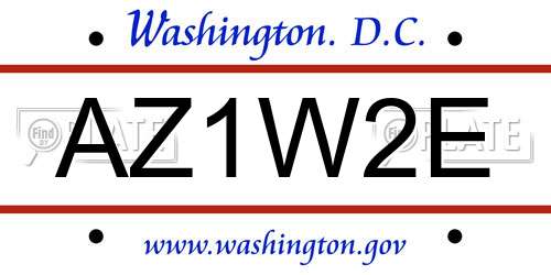 AZ1W2E District Of Columbia License Plate