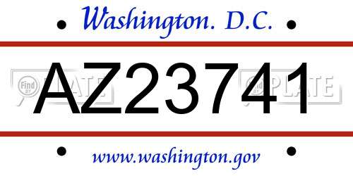 AZ23741 District Of Columbia License Plate