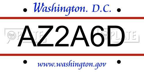 AZ2A6D District Of Columbia License Plate