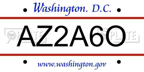 AZ2A6O District Of Columbia License Plate