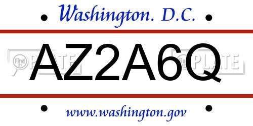 AZ2A6Q District Of Columbia License Plate
