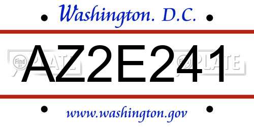 AZ2E241 District Of Columbia License Plate