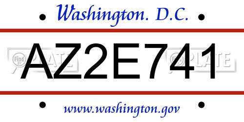 AZ2E741 District Of Columbia License Plate