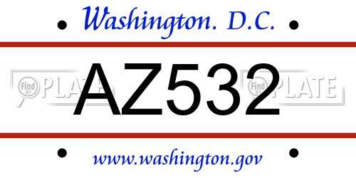 AZ532 District Of Columbia License Plate