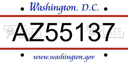 AZ55137 District Of Columbia License Plate