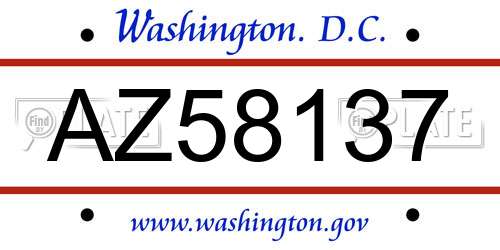 AZ58137 District Of Columbia License Plate