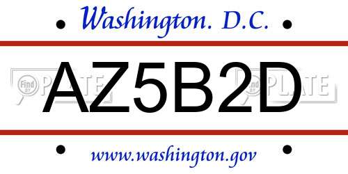 AZ5B2D District Of Columbia License Plate