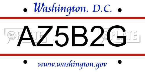 AZ5B2G District Of Columbia License Plate