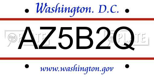 AZ5B2Q District Of Columbia License Plate
