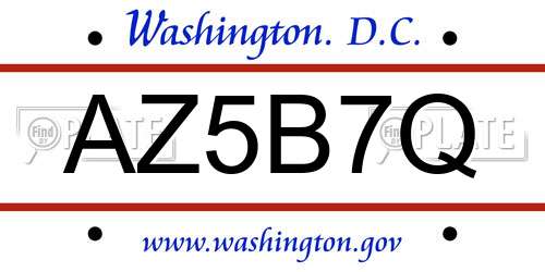 AZ5B7Q District Of Columbia License Plate