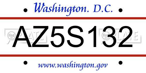 AZ5S132 District Of Columbia License Plate