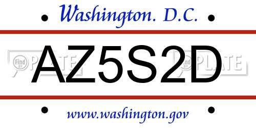 AZ5S2D District Of Columbia License Plate