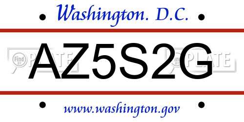 AZ5S2G District Of Columbia License Plate