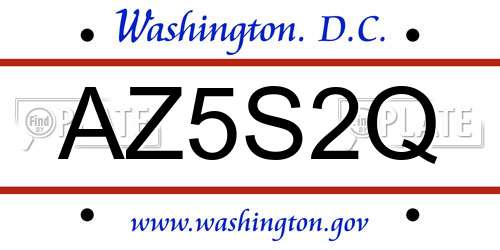 AZ5S2Q District Of Columbia License Plate