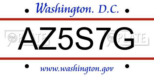 AZ5S7G District Of Columbia License Plate