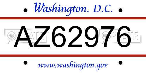 AZ62976 District Of Columbia License Plate