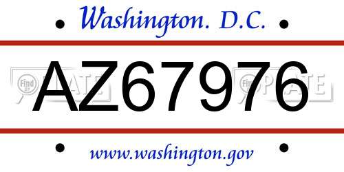 AZ67976 District Of Columbia License Plate