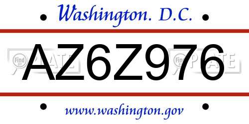 AZ6Z976 District Of Columbia License Plate