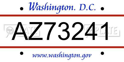 AZ73241 District Of Columbia License Plate