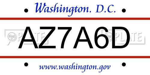 AZ7A6D District Of Columbia License Plate