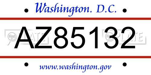 AZ85132 District Of Columbia License Plate