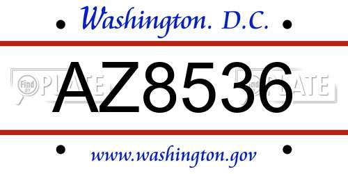 AZ8536 District Of Columbia License Plate
