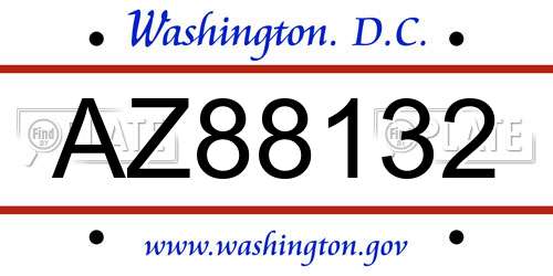 AZ88132 District Of Columbia License Plate