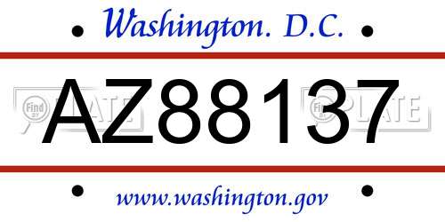 AZ88137 District Of Columbia License Plate