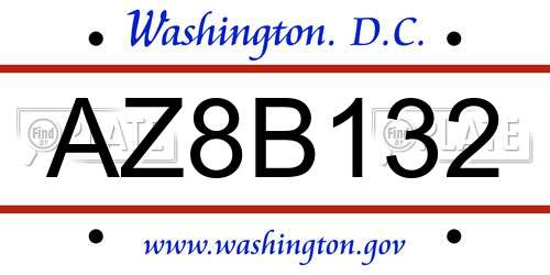 AZ8B132 District Of Columbia License Plate