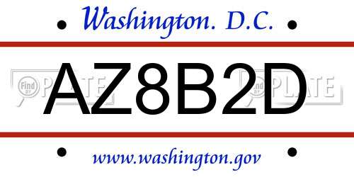 AZ8B2D District Of Columbia License Plate
