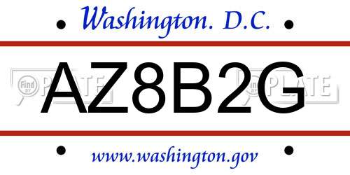 AZ8B2G District Of Columbia License Plate