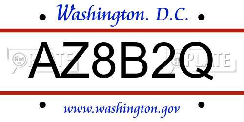 AZ8B2Q District Of Columbia License Plate