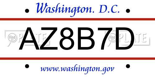 AZ8B7D District Of Columbia License Plate