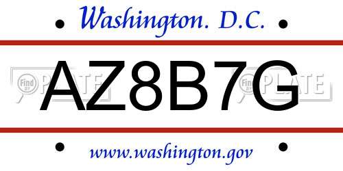 AZ8B7G District Of Columbia License Plate